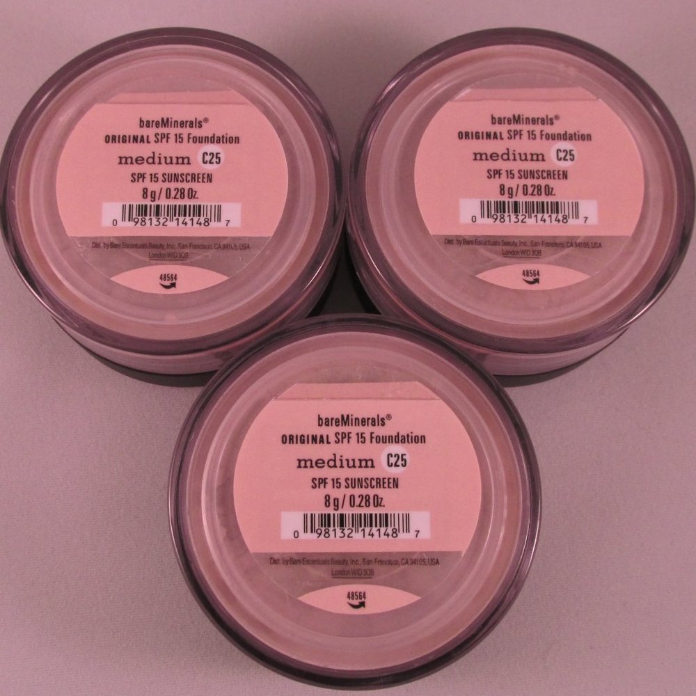 #NWT bareMinerals SPF15 Original Foundation Medium C25 (8g/0.28oz) -  Lot of 3